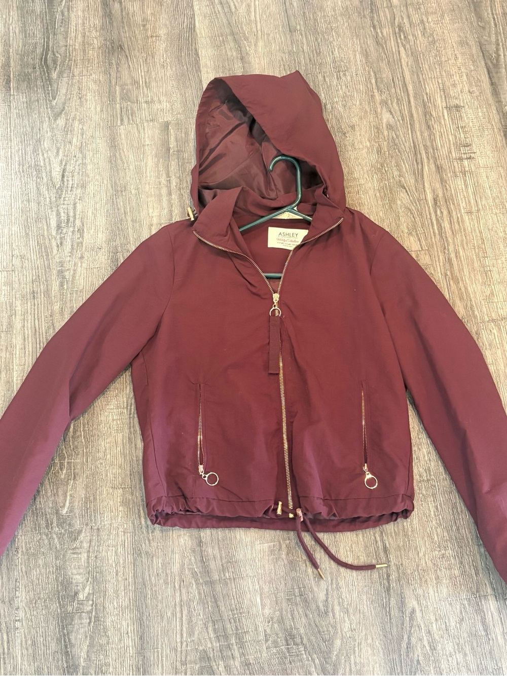 Ashley By 26 International Wine Hooded Bomber Jacket